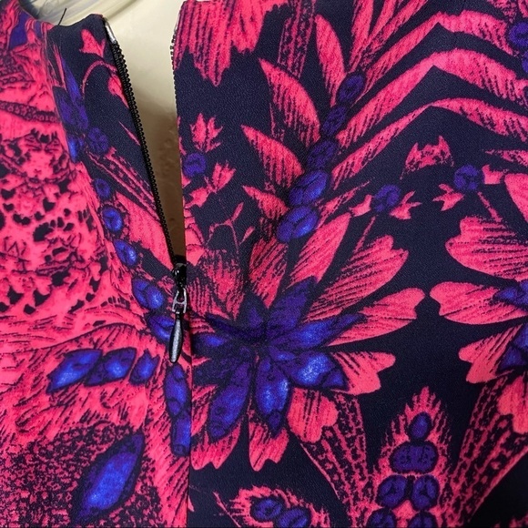 Pink Floral Print Vintage Style Mini Dress Size Large L - Picture 7 of 14